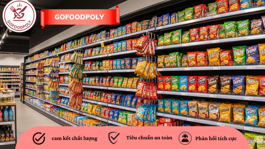 Giá treo bánh snack ưu không gian cửa hàng
